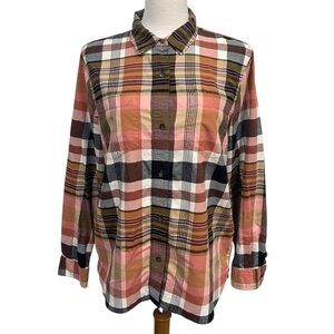 Madewell Classic Ex Boyfriend Shirt in Seconda Plaid Dried Coral Women's Large